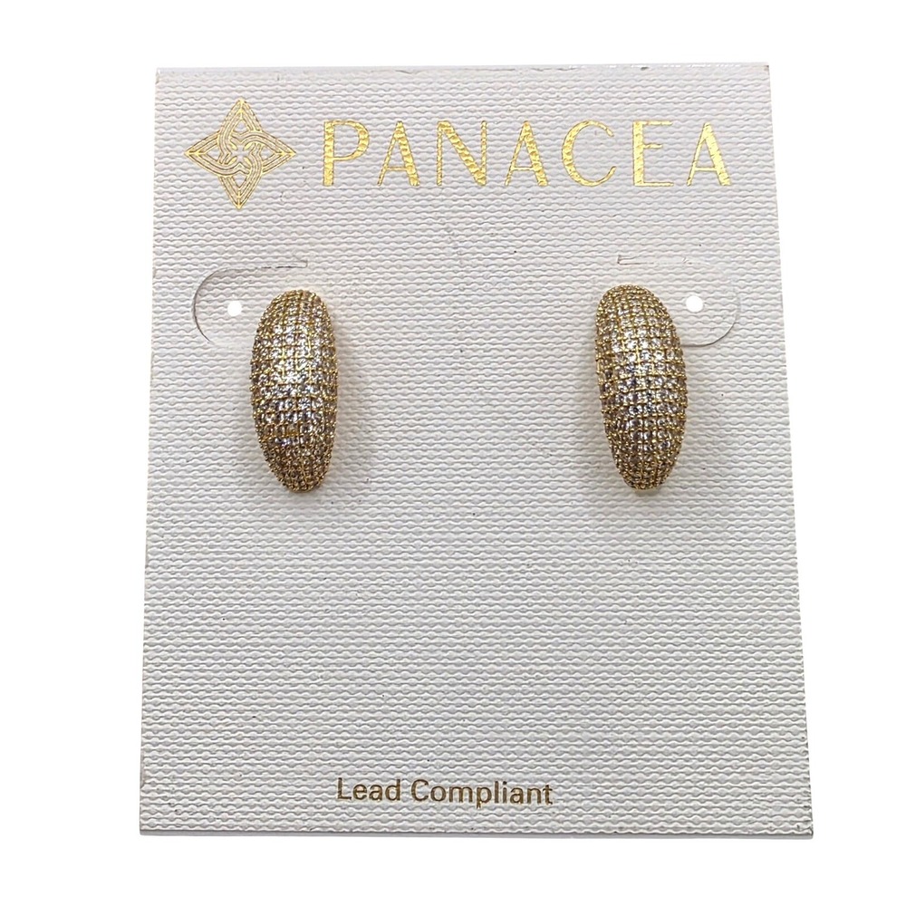 Panacea Pave Crystal J Hoop Earrings Glam Sparkle Formal‎ New